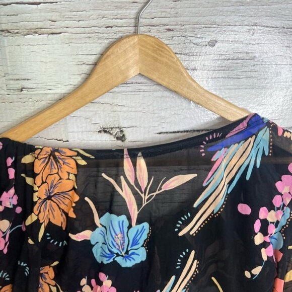 Free people xs floral black blouse crop - Picture 7 of 9